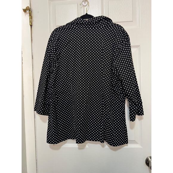 Lane Bryant Women’s Black White Polka Dot Blouse Size 18/20 Cotton Button Front - Picture 3 of 8
